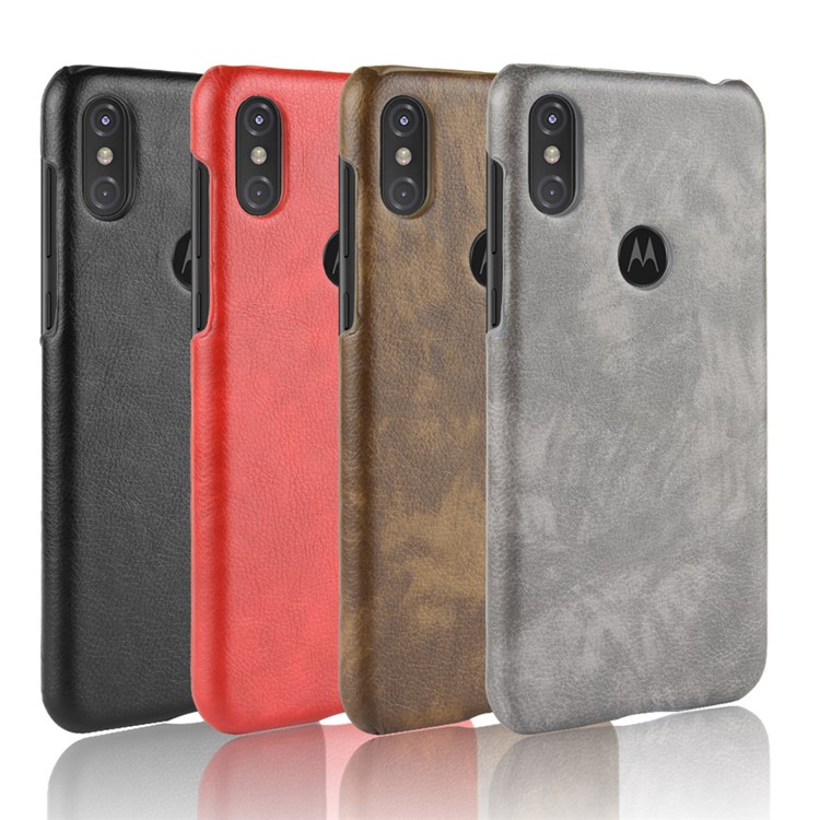 Litchi Skin Leather Coated Hard Back Case for Motorola One / P30 Play in China - Red-7
