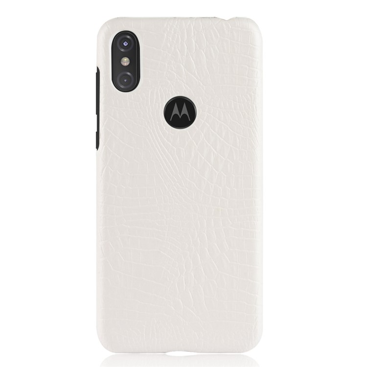 Crocodile Texture PU Leather Coated PC Phone Casing for Motorola One / P30 Play (China) - White-2