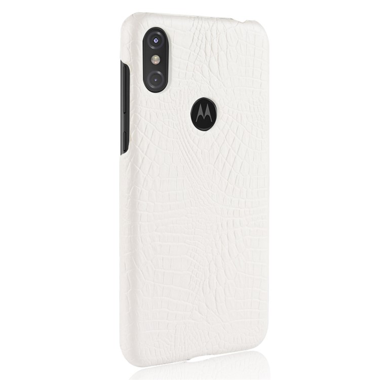 Crocodile Texture PU Leather Coated PC Phone Casing for Motorola One / P30 Play (China) - White-3