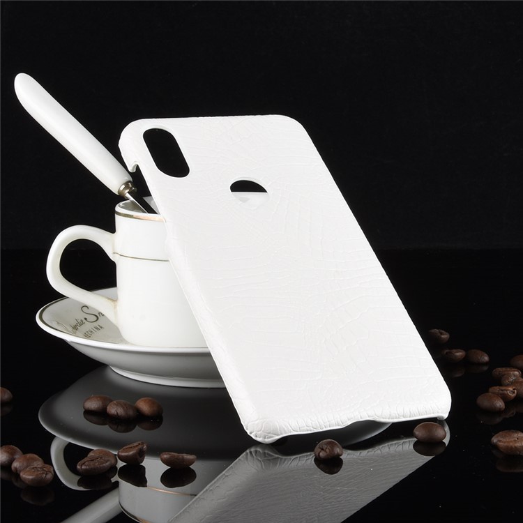 Crocodile Texture PU Leather Coated PC Phone Casing for Motorola One / P30 Play (China) - White-4