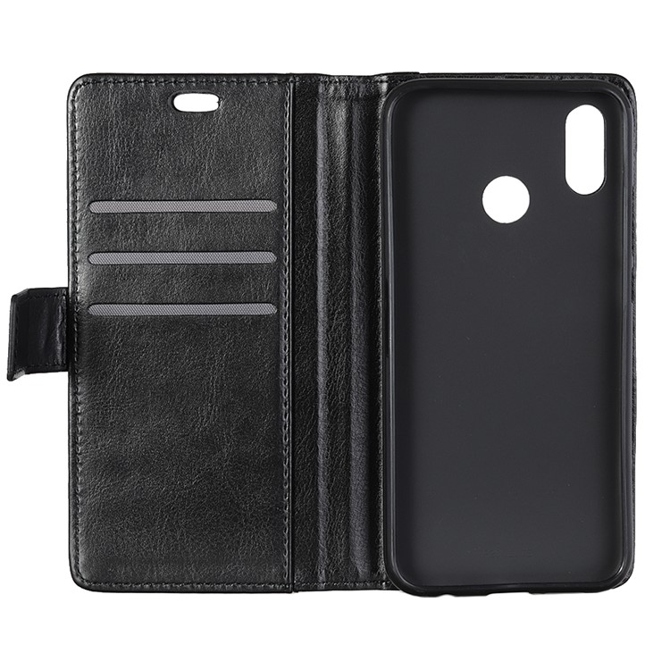 Rivet Decorated Crazy Horse Leather Wallet Case for Motorola One / P30 Play in China - Black-3