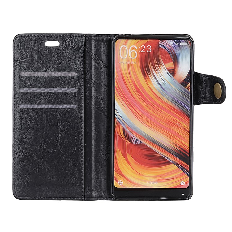 S Shape Crazy Horse Wallet Leather Magnetic Case for Motorola One / P30 Play - Black-8