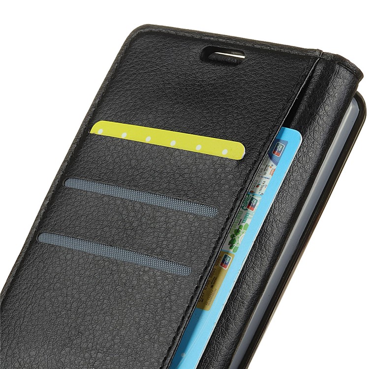 Litchi Skin Wallet Leather Stand Case for Motorola One Power / P30 Note in China - Black-4