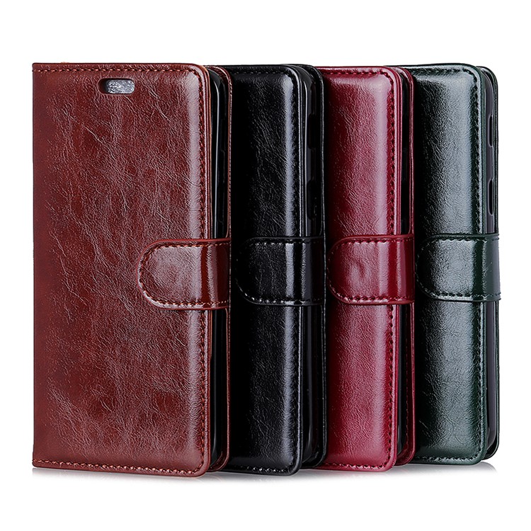 Crazy Horse PU Leather Wallet Case for Motorola One Power / P30 Note - Black-9