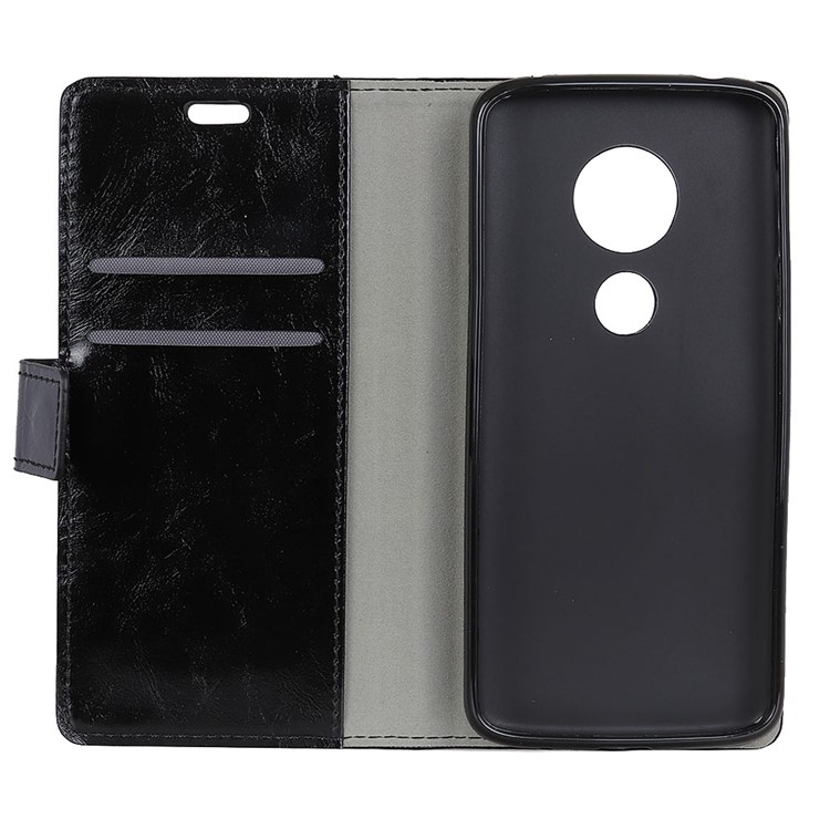 Crazy Horse Texture Stand Wallet Leather Protection Cell Phone Cover for Motorola Moto G7 - Black-4