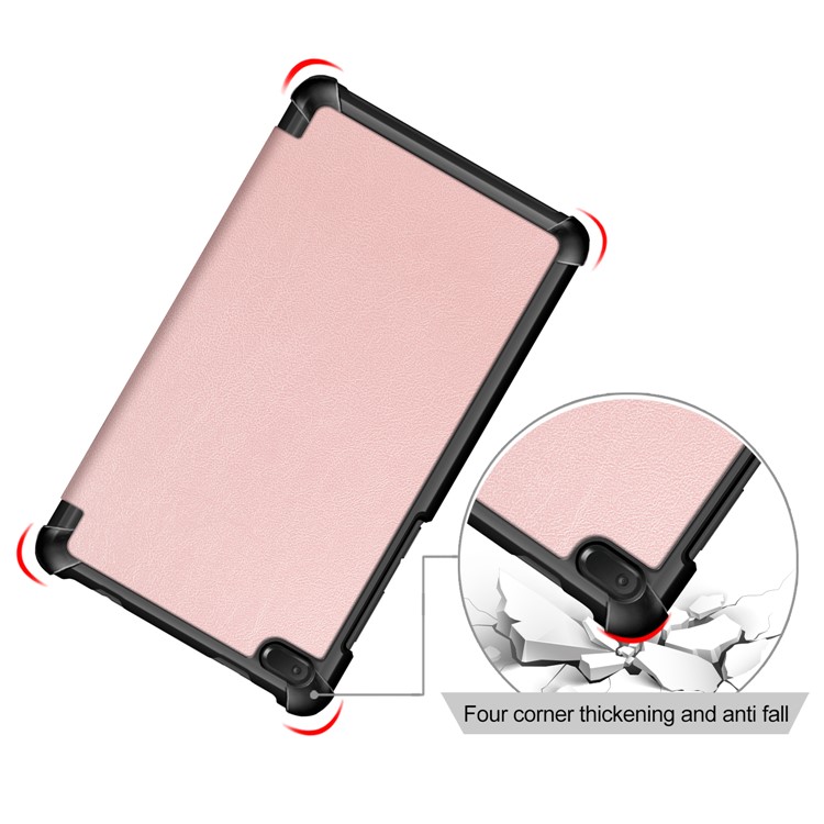 Tri-fold Stand PU Leather Protective Shell for Lenovo Tab E7 TB-7104F - Rose Gold-5