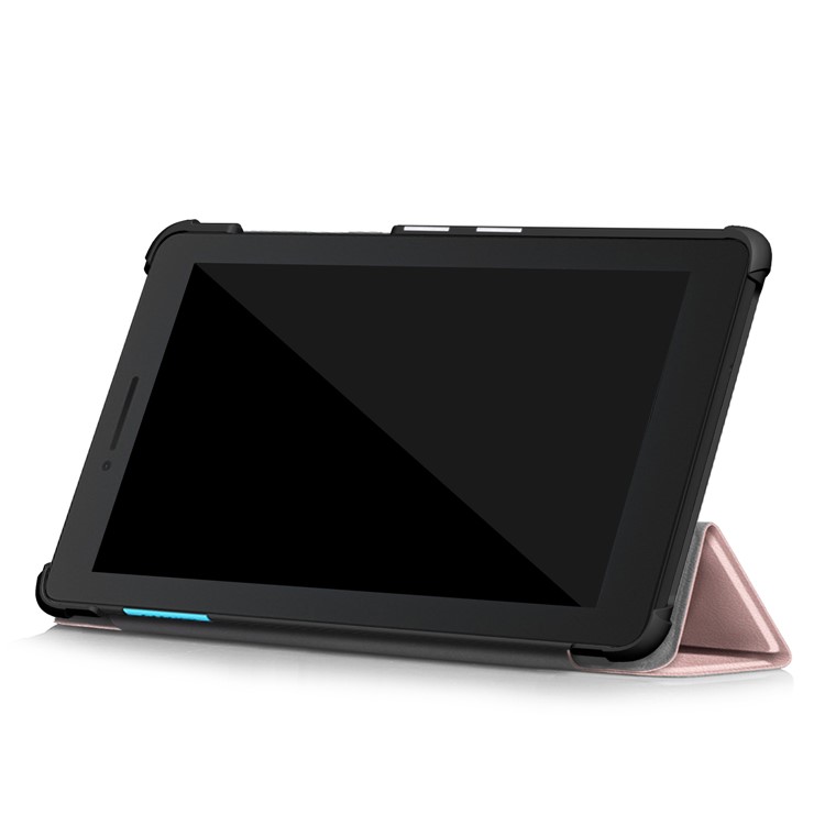 Tri-fold Stand PU Leather Protective Shell for Lenovo Tab E7 TB-7104F - Rose Gold-6