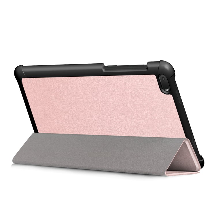 Tri-fold Stand PU Leather Protective Shell for Lenovo Tab E7 TB-7104F - Rose Gold-7