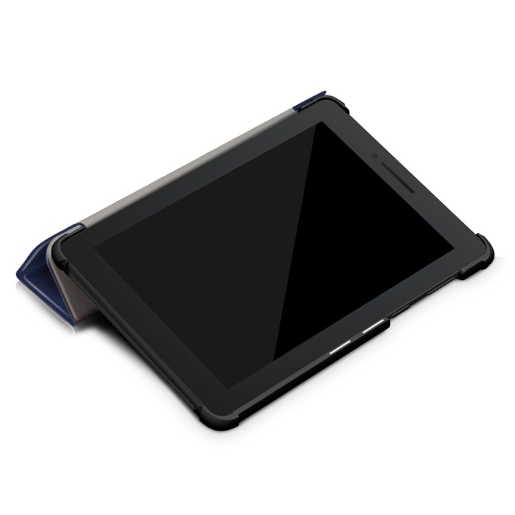 Tri-fold Stand PU Leather Tablet Casing for Lenovo Tab E7 TB-7104F - Dark Blue-8