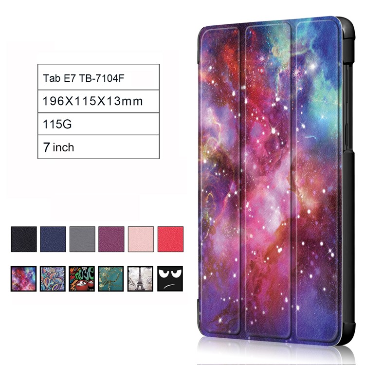 Pattern Printing Tri-fold Stand Leather Casing for Lenovo Tab E7 TB-7104F - Galaxy-11