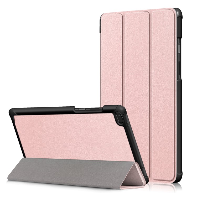 Tri-fold Stand PU Leather Protective Case for Lenovo Tab E8 TB-8304F - Pink-1