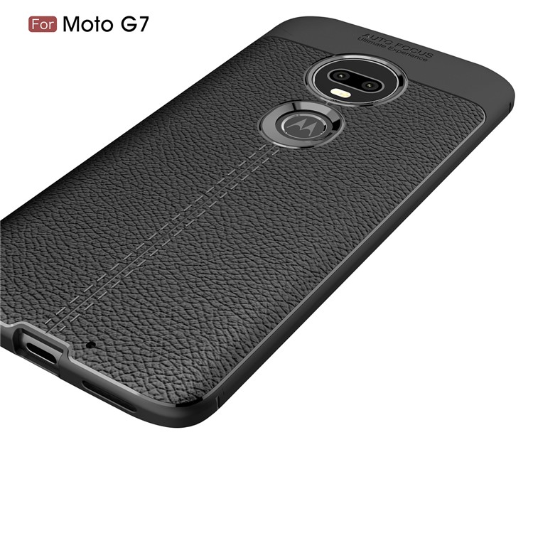 [Litchi Grain] TPU Back Mobile Phone Case for Motorola Moto G7 - Black-5