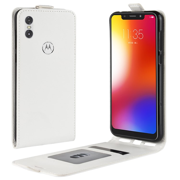 Crazy Horse Vertical Flip Leather Cover with Card Slot for Motorola One / P30 Play (China) - White