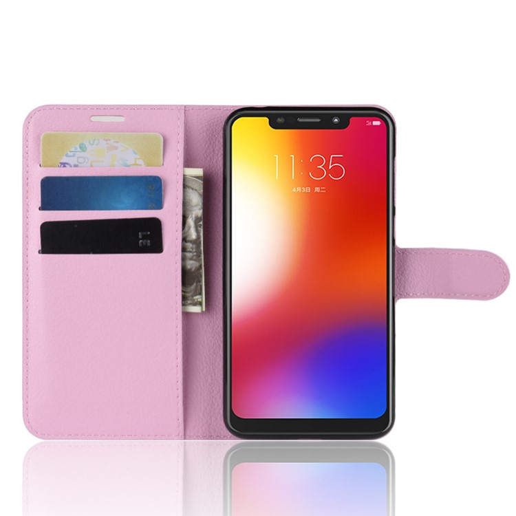 Litchi Texture Wallet Leather Stand Shell for Motorola One / P30 Play - Pink-4
