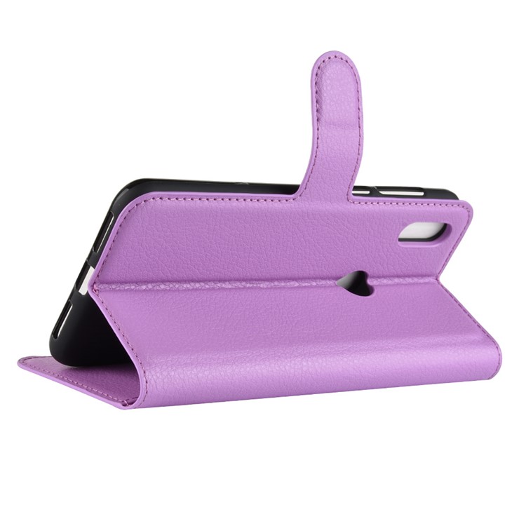 Litchi Texture Wallet Leather Protection Case for Motorola One / P30 Play - Purple-5