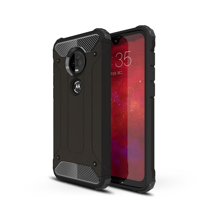 Armor Guard Plastic + TPU Hybrid Case for Motorola Moto G7 - Black-1