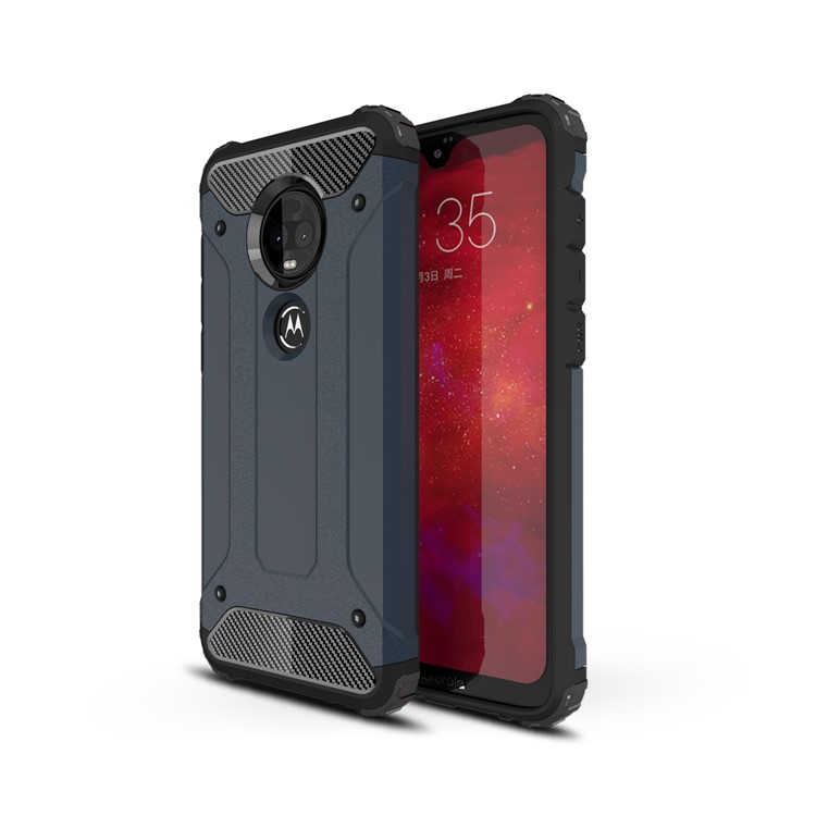 Armor Guard Plastic + TPU Hybrid Case Shell Cover for Motorola Moto G7 / G7 Plus - Dark Blue-1