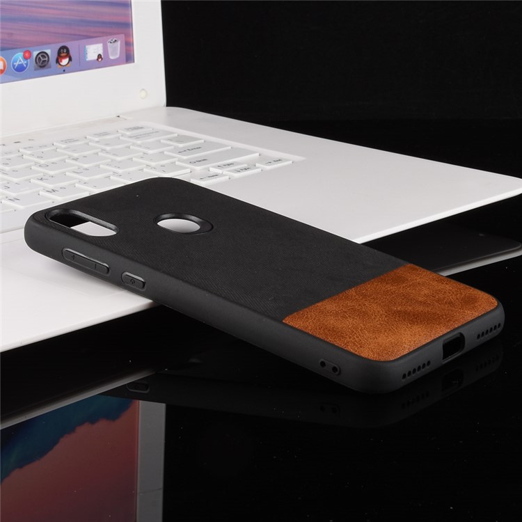 Bi-color Splicing PU Leather Coated PC + TPU Hybrid Case for Motorola One / P30 Play (China) - Black-3