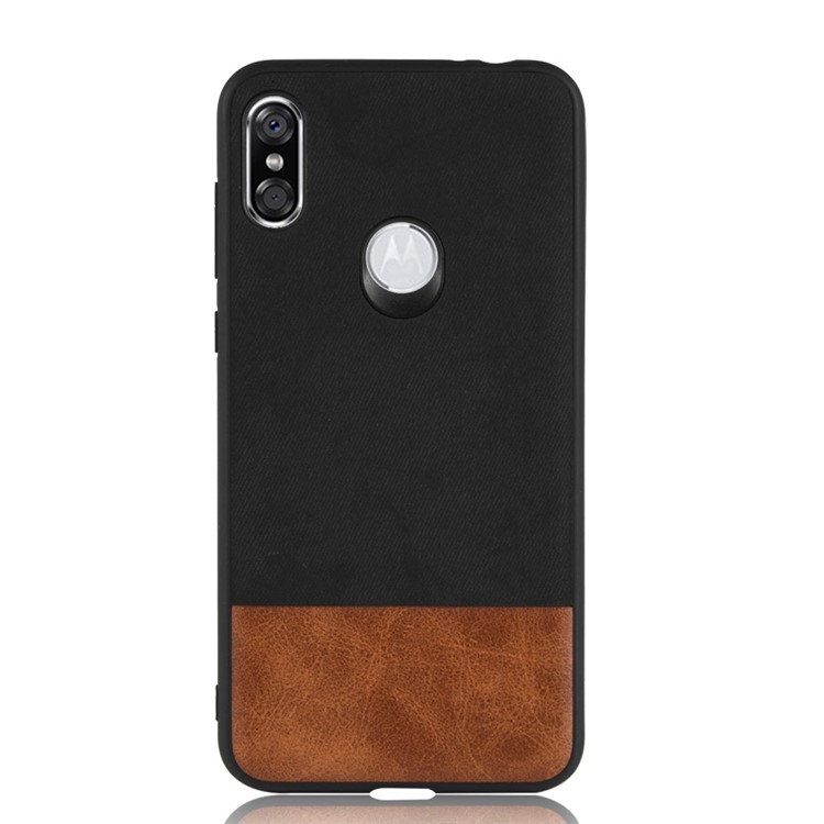 Bi-color Splicing PU Leather Coated PC + TPU Hybrid Case for Motorola One / P30 Play (China) - Black-5