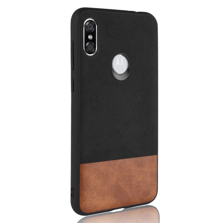 Bi-color Splicing PU Leather Coated PC + TPU Hybrid Case for Motorola One / P30 Play (China) - Black-6