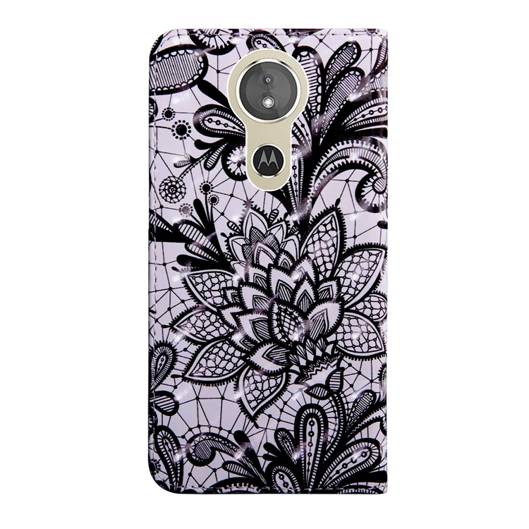 Pattern Printing Light Spot Decor PU Leather Wallet Case for Motorola Moto E5 Play Go - Lace Flower-3