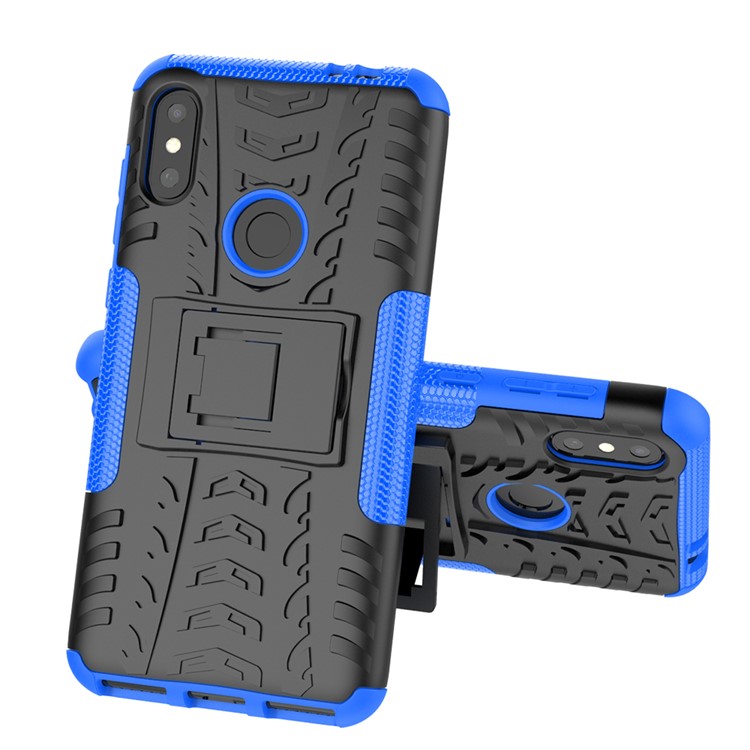Anti-slip PC + TPU Hybrid Protective Case with Kickstand for Motorola One Power / P30 Note in China - Blue-2