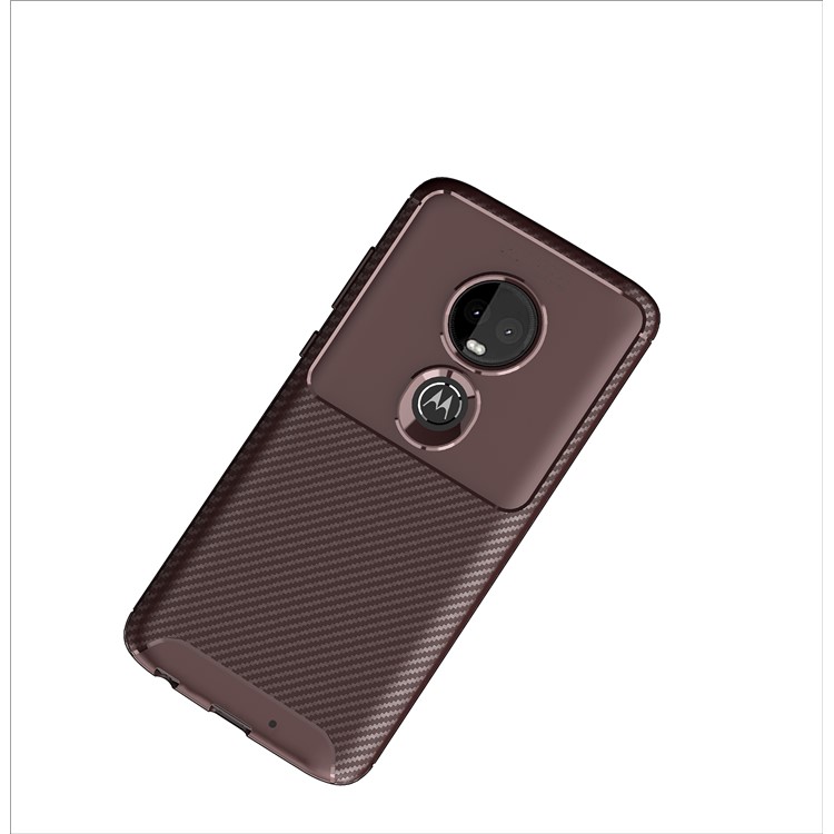 Anti-drop Carbon Fiber Texture Soft TPU Protection Shell for Motorola Moto G7 / G7 Plus - Brown-2
