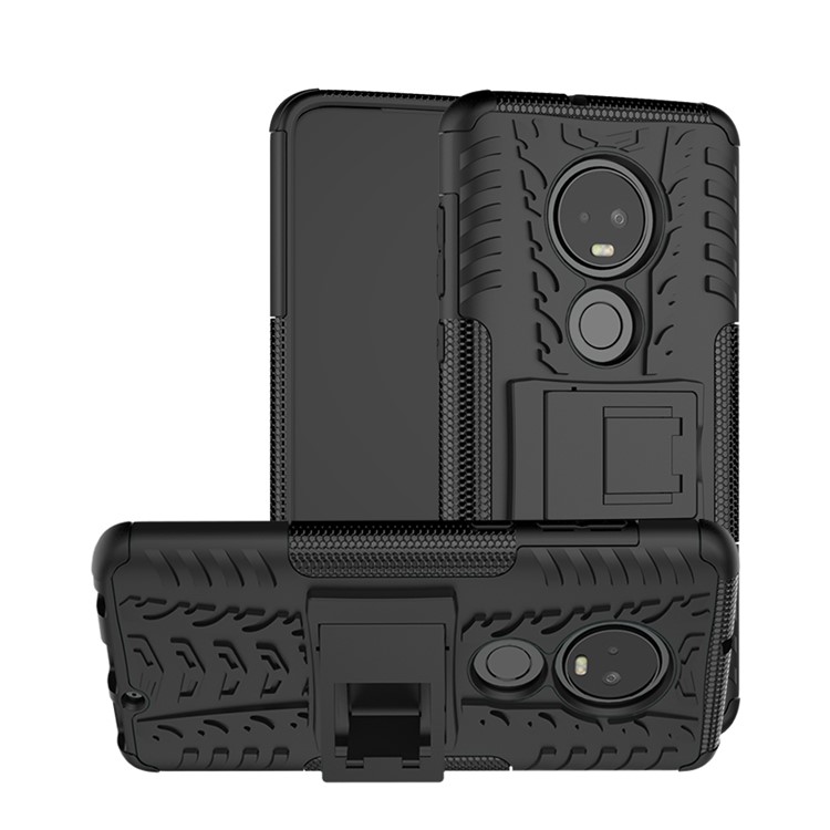 Anti-slip PC + TPU Hybrid Case with Kickstand for Motorola Moto G7 / G7 Plus - Black-1