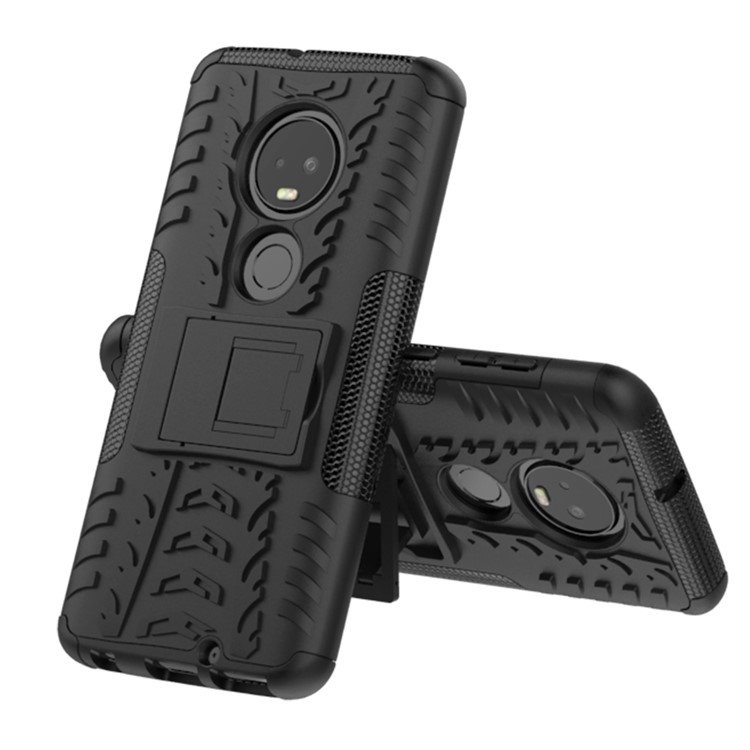 Anti-slip PC + TPU Hybrid Case with Kickstand for Motorola Moto G7 / G7 Plus - Black-8