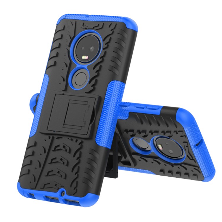 Anti-slip PC + TPU Combo Cover Case with Kickstand for Motorola Moto G7 / G7 Plus - Blue-2