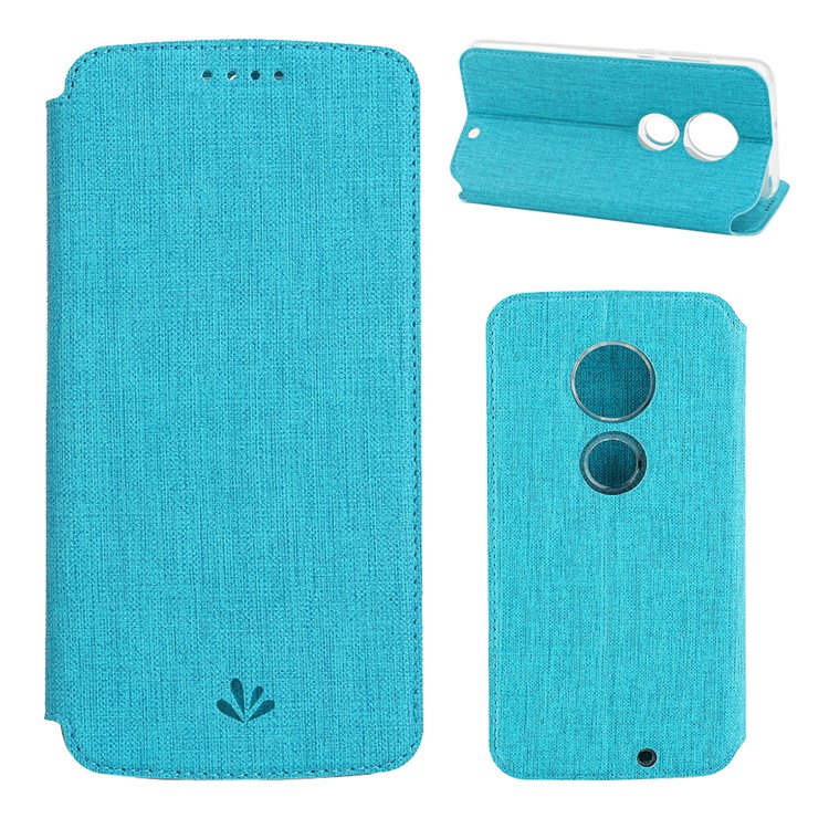 VILI DMX Cross Texture Card Holder Leather Stand Cover for Motorola Moto G7 / Moto G7 Plus - Blue-1
