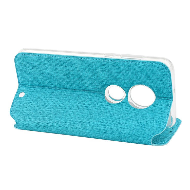 VILI DMX Cross Texture Card Holder Leather Stand Cover for Motorola Moto G7 / Moto G7 Plus - Blue-4
