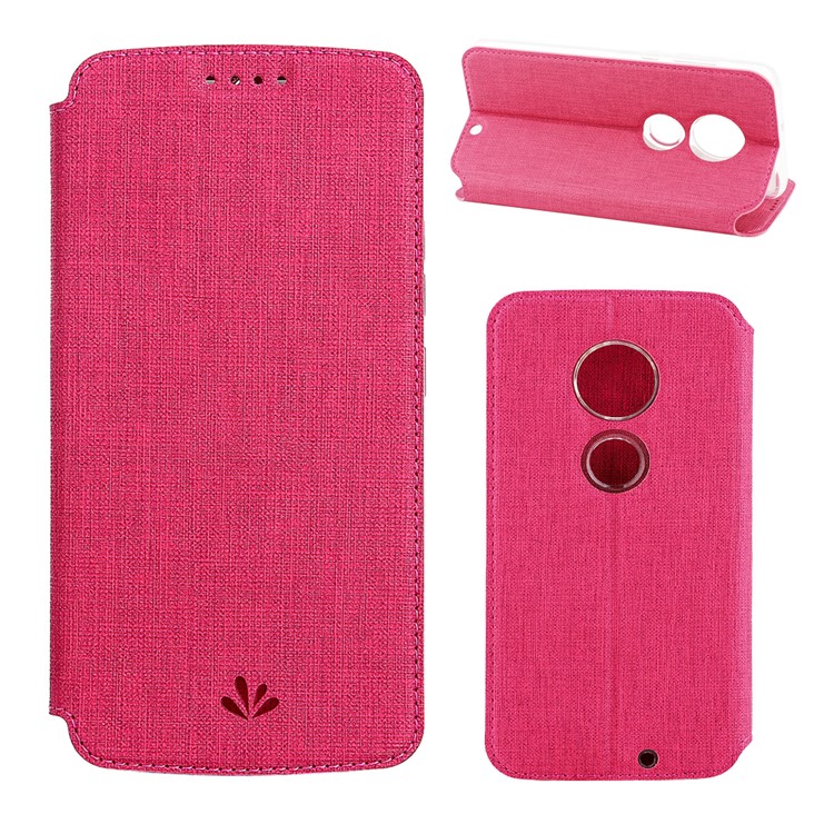 VILI DMX Cross Texture Card Holder Leather Stand Casing for Motorola Moto G7 / Moto G7 Plus - Rose-1