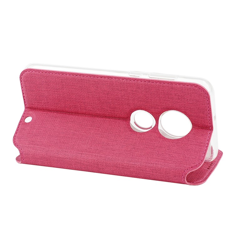 VILI DMX Cross Texture Card Holder Leather Stand Casing for Motorola Moto G7 / Moto G7 Plus - Rose-4