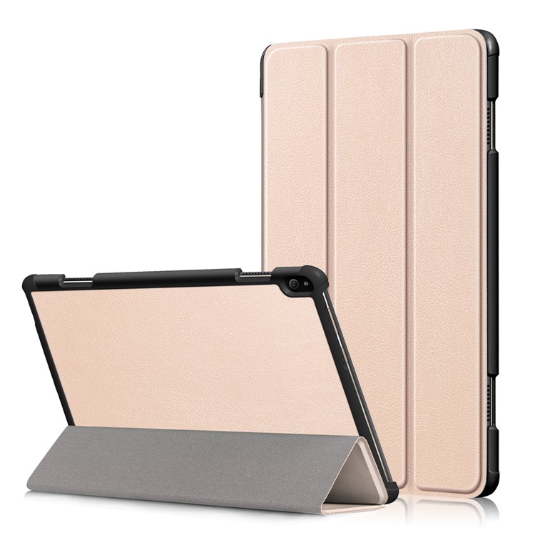 PU Leather Smart Shell with Tri-fold Stand for Lenovo Tab P10 TB-X705F - Gold-1