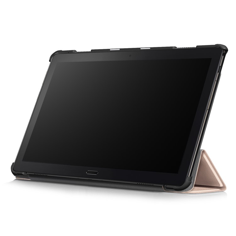 PU Leather Smart Shell with Tri-fold Stand for Lenovo Tab P10 TB-X705F - Gold-6