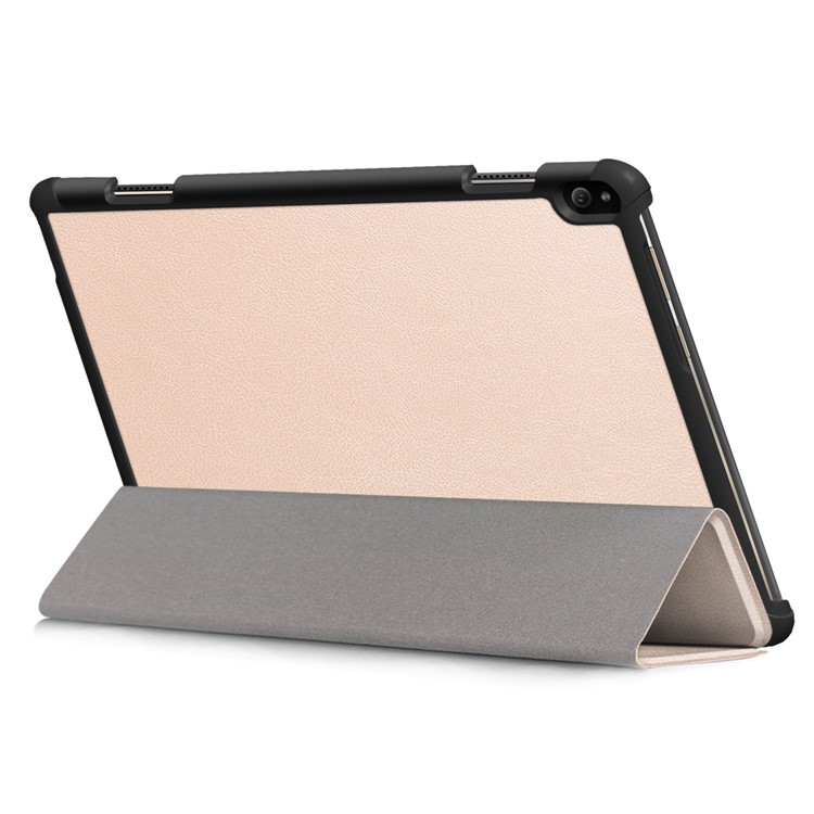 PU Leather Smart Shell with Tri-fold Stand for Lenovo Tab P10 TB-X705F - Gold-7