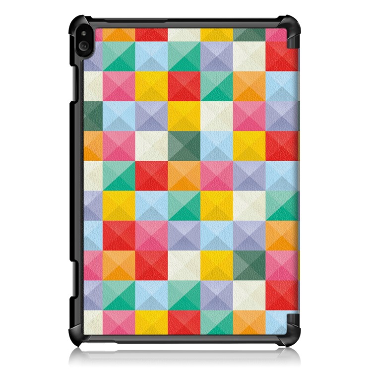 Pattern Printing PU Leather Smart Tablet Case with Tri-fold Stand for Lenovo Tab P10 TB-X705F - Colorful Triangles Grids-3