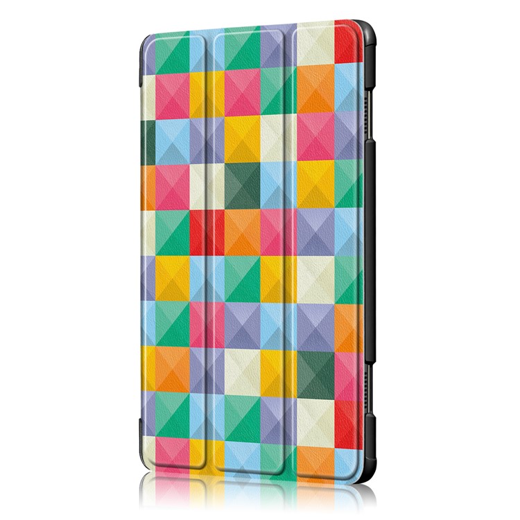 Pattern Printing PU Leather Smart Tablet Case with Tri-fold Stand for Lenovo Tab P10 TB-X705F - Colorful Triangles Grids-4