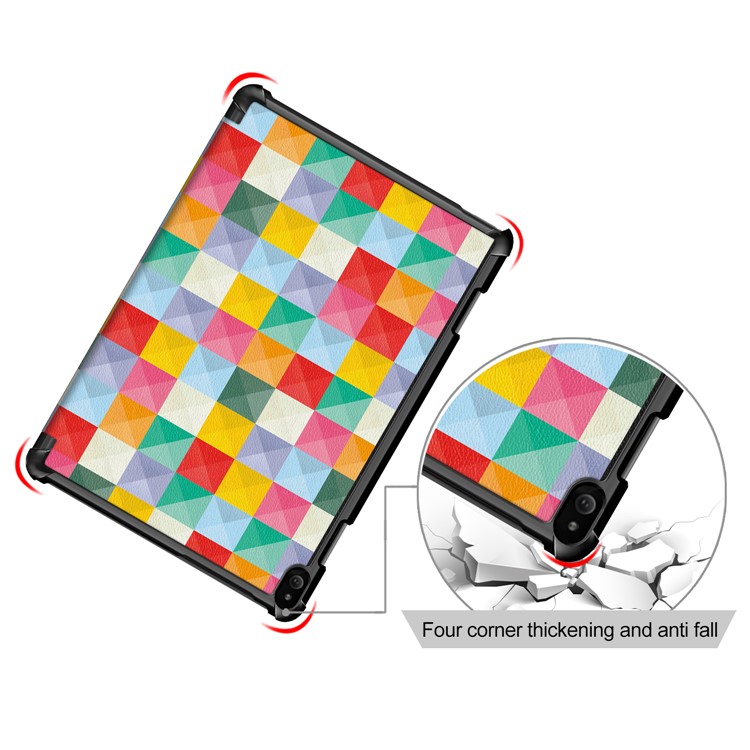 Pattern Printing PU Leather Smart Tablet Case with Tri-fold Stand for Lenovo Tab P10 TB-X705F - Colorful Triangles Grids-5