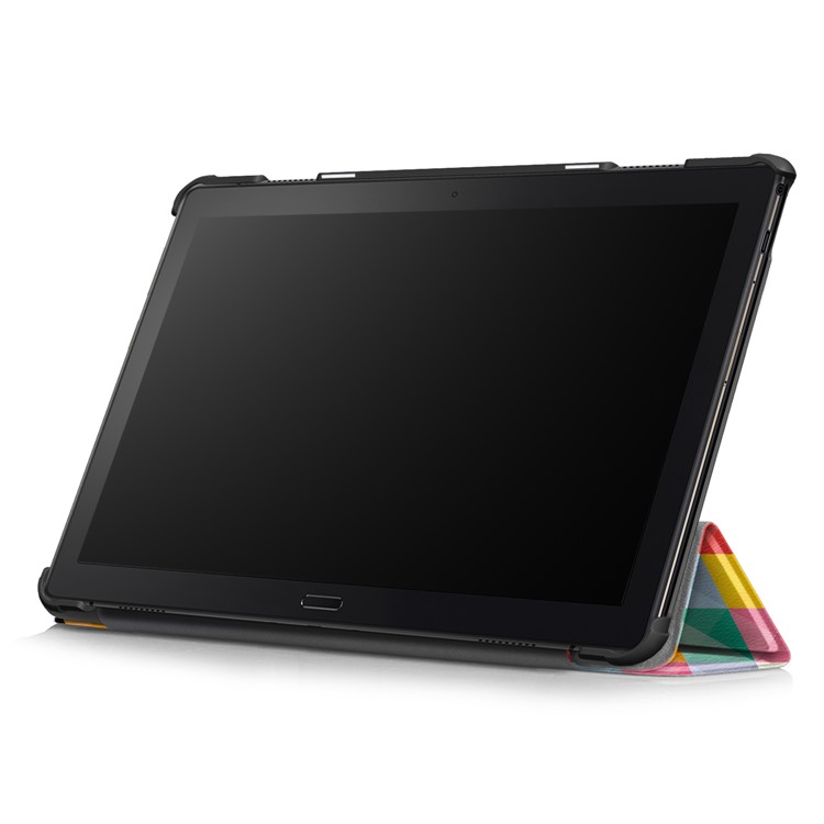 Pattern Printing PU Leather Smart Tablet Case with Tri-fold Stand for Lenovo Tab P10 TB-X705F - Colorful Triangles Grids-6