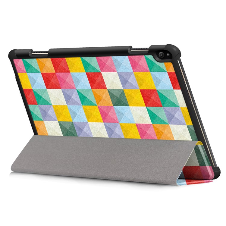 Pattern Printing PU Leather Smart Tablet Case with Tri-fold Stand for Lenovo Tab P10 TB-X705F - Colorful Triangles Grids-7