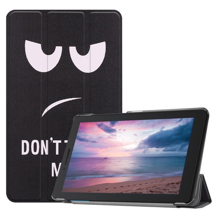 Pattern Printing Tri-fold Stand Leather Cover for Lenovo Tab E8 TB-8304F - Do Not Touch Me-1