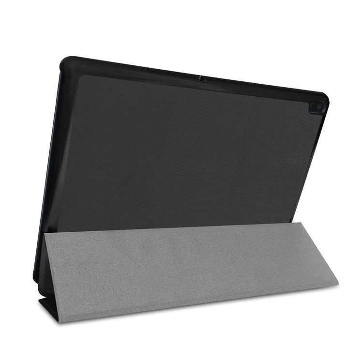 Estuche de Cuero Tri-pliegue Con Soporte Para Lenovo Tab E10 - Negro