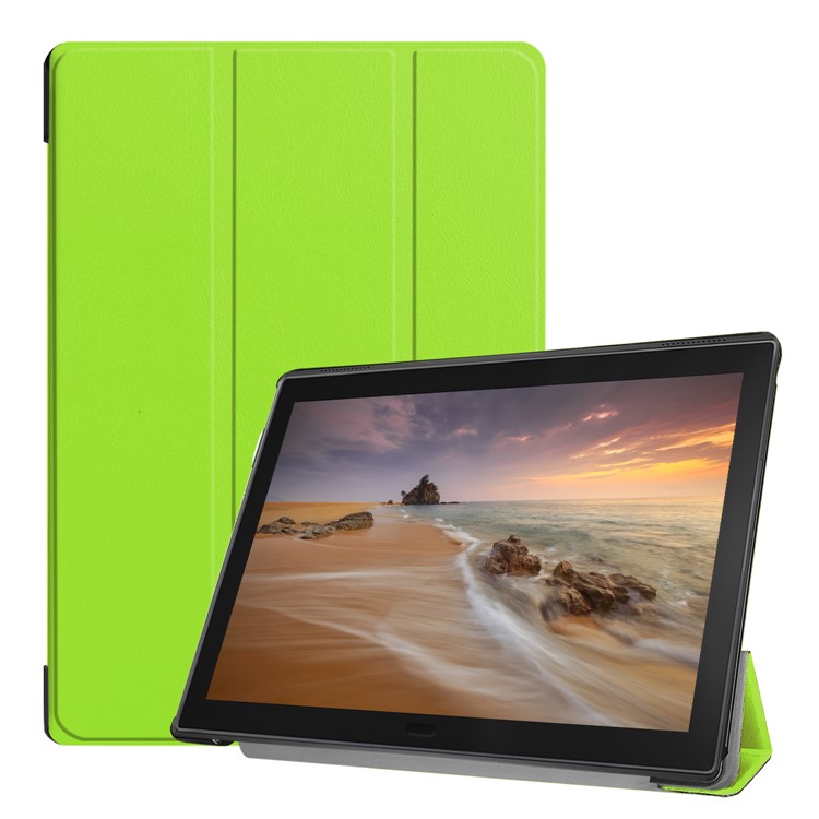 Leather Case with Tri-fold Stand for Lenovo Tab E10 - Green-1