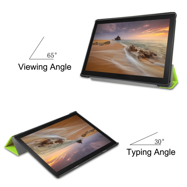 Leather Case with Tri-fold Stand for Lenovo Tab E10 - Green-5
