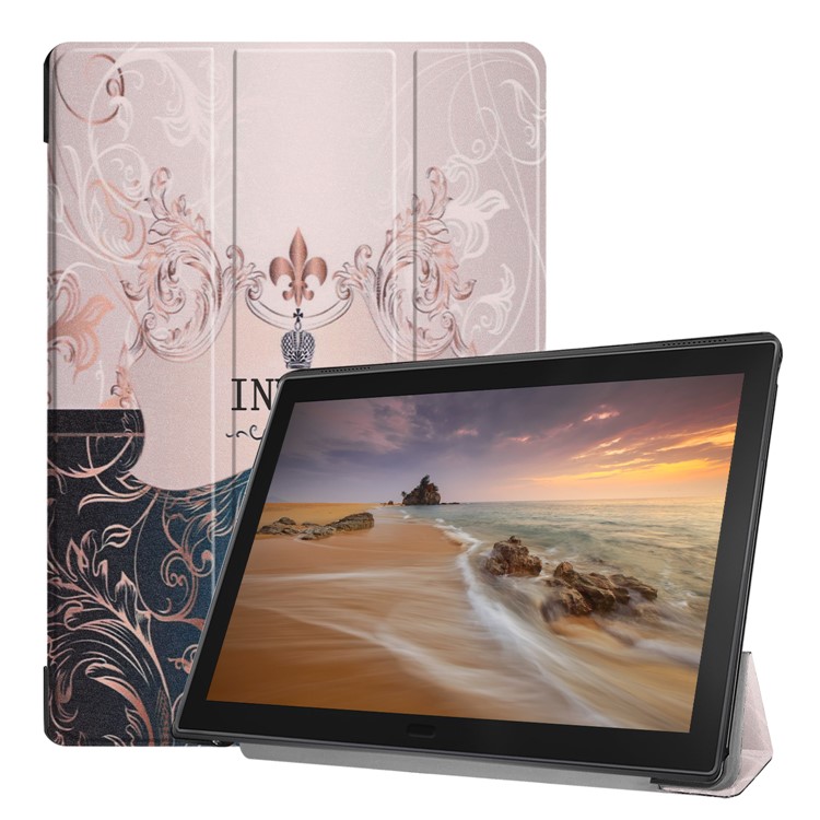 Pattern Printing Tri-fold Stand Leather Cover for Lenovo Tab E10 - English Characters-1