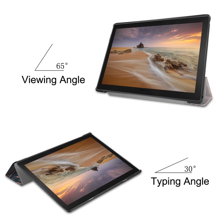 Pattern Printing Tri-fold Stand Leather Cover for Lenovo Tab E10 - English Characters-5