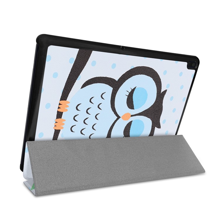 Pattern Printing Tri-fold Stand Leather Case Cover for Lenovo Tab E10 - Sleeping Owl on the Branch-8