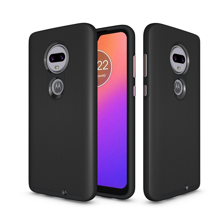 Anti-skid PC + TPU Hybrid Armor Case for Motorola Moto G7 - Black-1